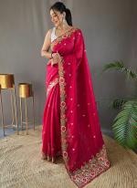 Matka Silk Pink Festival Wear Embroidery Work Saree